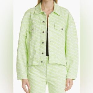 NWT Alexander Wang Falling Back Sunbleached Logo Denim Jeans Jacket XXS